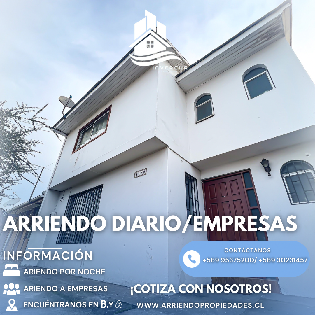 Arriendo diario y empresas, Casa RÃ­o Loa, CuricÃ³ 